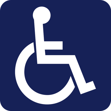 Symbole d'accessibilité représentant une personne en fauteuil roulant.